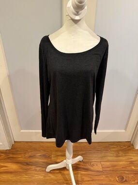 Next Level Apparel Gray Long Sleeve Scoop Neck Top